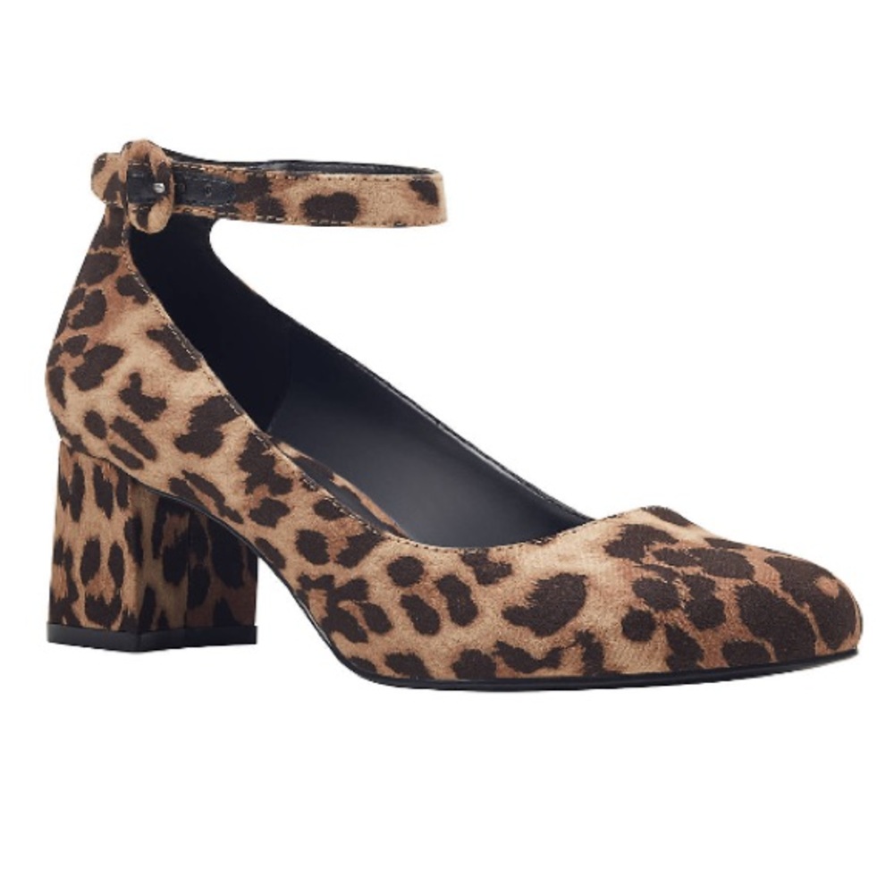 Leopard print ankle strap heels